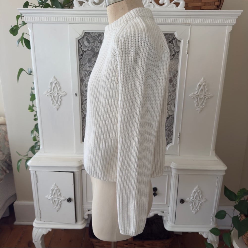 Quince Ivory 100% Organic Cotton 
Fisherman Crew Sweater - Picture 3 of 9